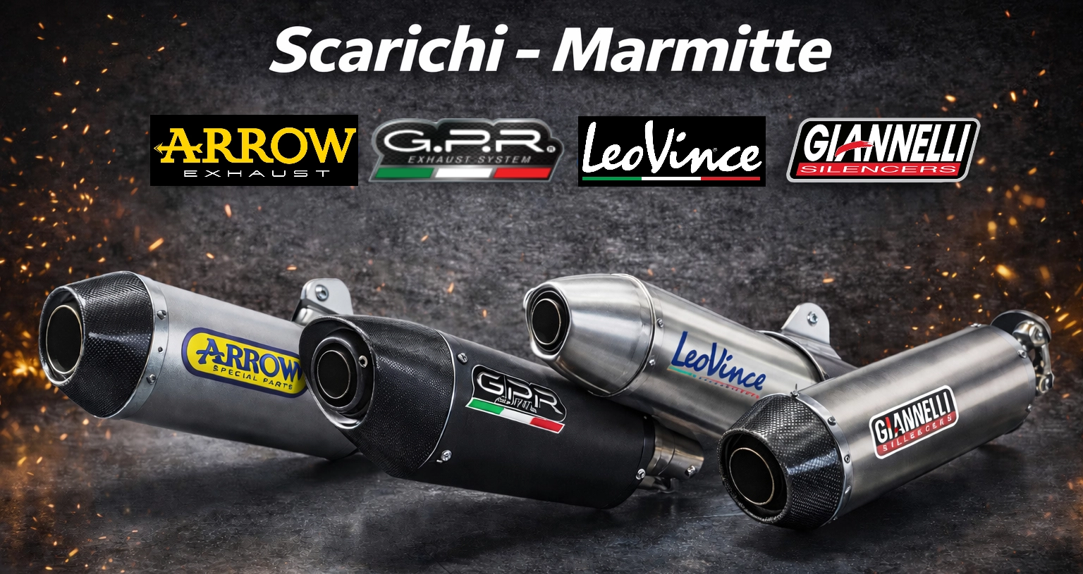 Scarichi, terminali e marmitte moto Arrow, GPR, LeoVince e Giannelli